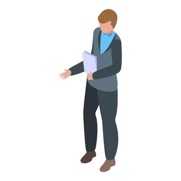 Businessman holding documents is gesturing while making a presentation Stock Illustration
