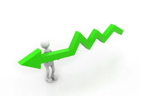 Businessman holding falling graph Stock Illustration