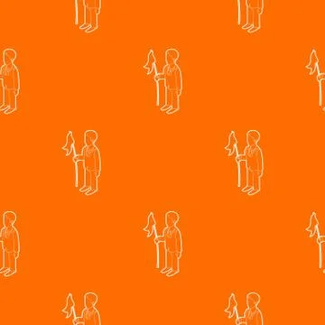 Businessman holding flag pattern vector orange Stock Illustration