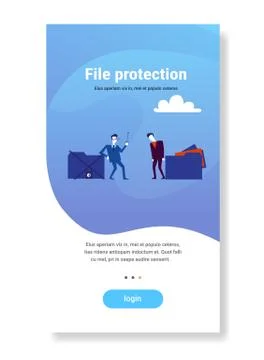 Businessman holding key database access corporate data file protection concept Stockillustratie