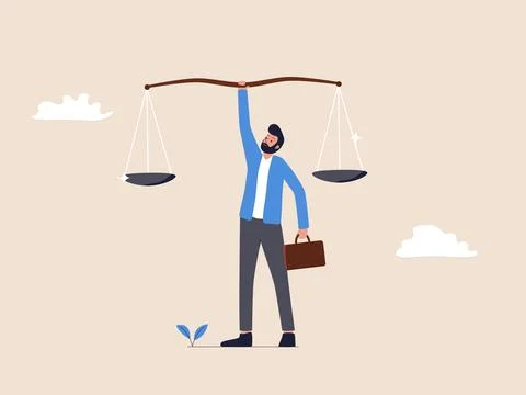 Businessman Holding Large Weighing Scale: Ethics and Integrity in Business Stock Illustration