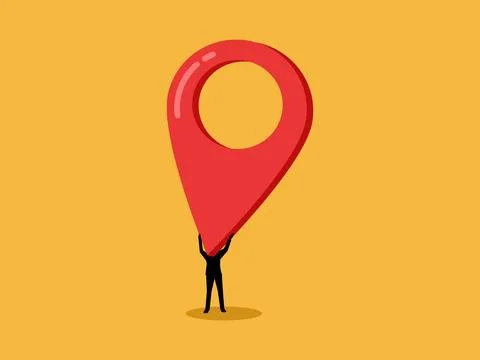Businessman is holding a map pin Stock Illustration