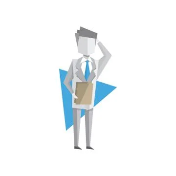 Businessman holding office document vector Illustration on a white background Stock Illustration