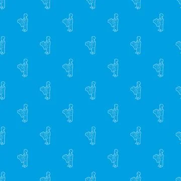 Businessman holding pack of dollars pattern vector seamless blue 스톡 일러스트