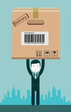 Businessman holding a package. Vector Stock Illustration