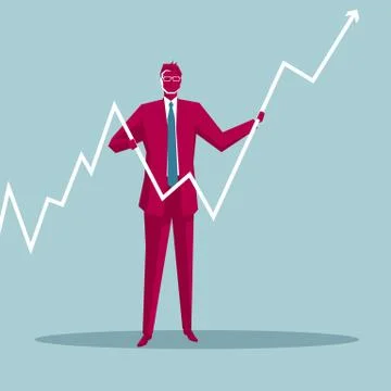 Businessman holding performance chart. Stock Illustration