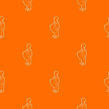 Businessman holding pie chart pattern vector orange 스톡 일러스트