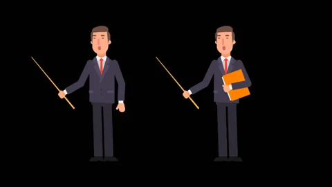 Businessman holding pointer and folder. Alpha channel. Stock Footage 91215641