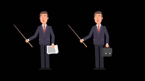 Businessman holding pointer documents and suitcase. Alpha channel. Stock Footage 91215642