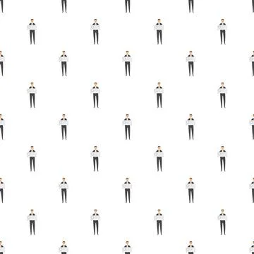 Businessman holding projector seamless pattern presenting technology concept Stock Illustration