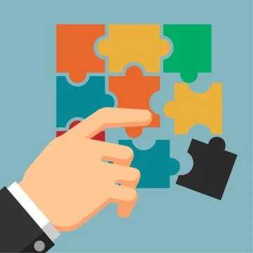 Businessman holding puzzle - Vector Flat Design Stock Illustration