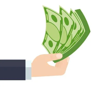 Businessman holding a stack of paper banknotes. Stock Illustration