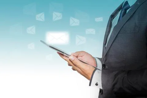 Businessman  holding a tablet computer Stock Illustration