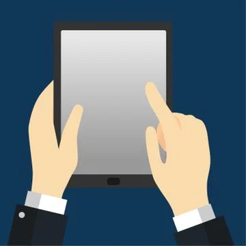 Businessman holding Tablet-Vector flat design Stock Illustration
