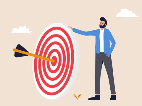 Businessman Holding Target and Arrow: Achieve Goal Concept Stock Illustration
