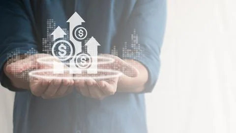 Businessman holding virtual graph, graph analysis of business growth and in.. Stock Photos
