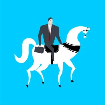 Businessman on horseback. Boss is rider. Vector illustration Stock Illustration