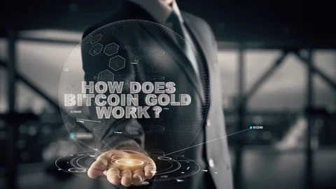 Businessman with How does Bitcoin Gold Work hologram concept 스톡 동영상 83945231