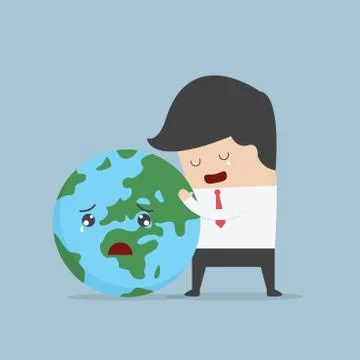 Businessman hug the world Stock Illustration