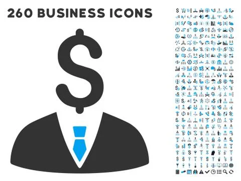 Businessman Icon with Flat Vector Set Stock Illustration
