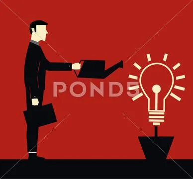 Businessman idea Watering Stock Illustration