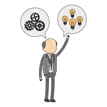 Businessman with ideas and work scribble Stock Illustration