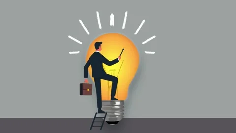 Businessman Igniting a Bright Idea with Light Bulb Concept Stock Footage 279838870