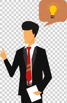 Businessman illustration with light bulb inside bubble chat Stock Illustration