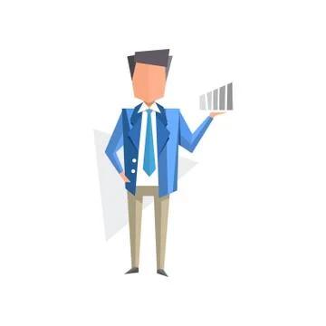 Businessman with with increasing graph or chart cartoon vector Illustration on a Illustrazione stock
