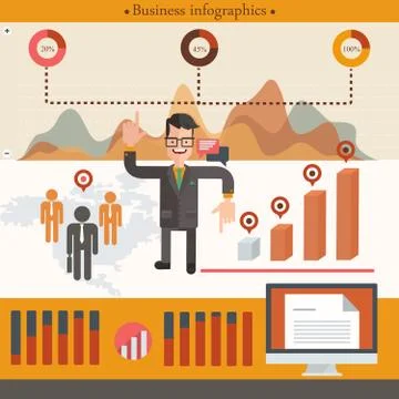Businessman infographic with cartoon businessman. Vector illustration. Stock Illustration