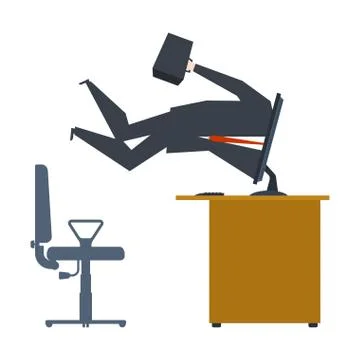 Businessman inside computer. Computer absorbed man. Vector illustration Stockillustratie