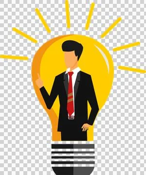 Businessman inside light bulb, idea, innovation Stock Illustration