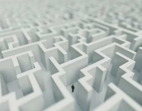 Businessman inside to the maze. 3d rendering Ilustración de archivo
