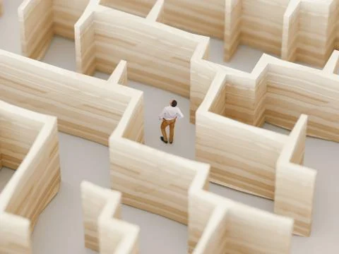 Businessman inside to the maze. 3d rendering Stock Illustration