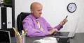 Businessman Inside Office Synchronize Phone Data Typing Keypad Write Laptop 4k or 4k+ Resolution