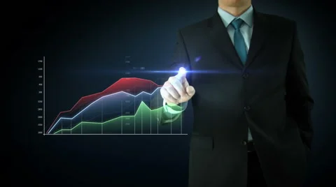 Businessman interactivity Touch screen. Touchscreen Technology color graphics. Stock Footage 45962965