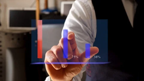Businessman interacts with an holographic screen Stock Footage 101973541