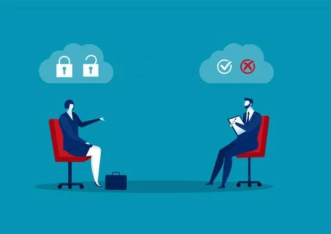 Businessman interview about test mindset ,idea, attitude for Hire concept vec Illustrazione stock