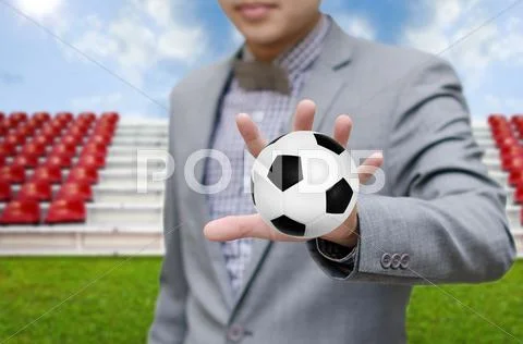 Businessman invest in soccer team, football game concept Stock Illustration