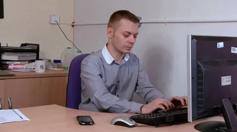 Businessman is irritated by broken computer Stock Footage 30445200