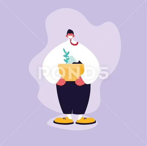 Businessman jobless by coronavirus, unemployment Stock Illustration