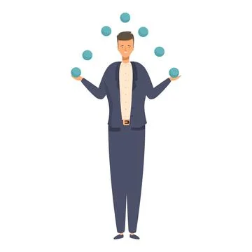 Businessman juggling balls representing multitasking and time management Stock Illustration