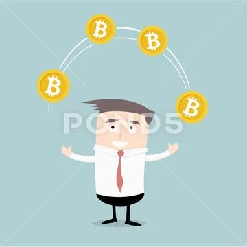 Businessman juggling Bitcoins Stock Illustration