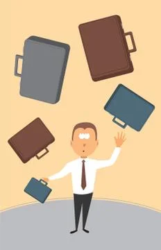Businessman juggling with briefcases Stock Illustration