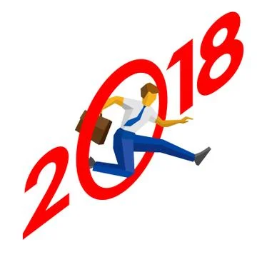 Businessman jump throw zero in number 2018 Stock Illustration
