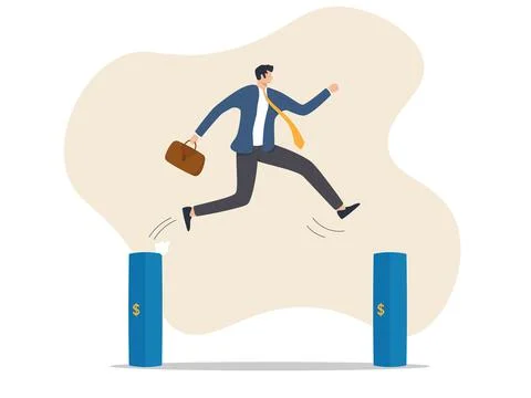 Businessman jumping from dollar pole Stock Illustration