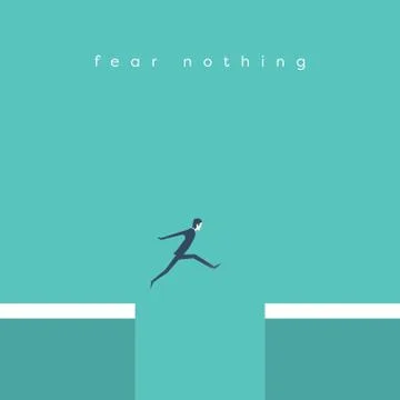 Businessman jumping over chasm vector concept. Symbol of business success Stock Illustration