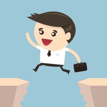 Businessman jumping over gap. Stock Illustration