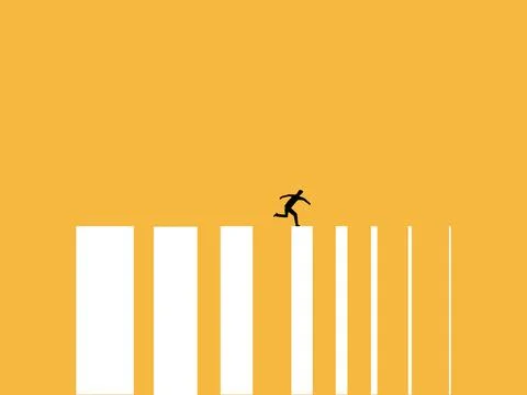 Businessman jumping over increasingly difficult obstacles Stock Illustration