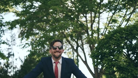 The businessman jumps for joy. Stock Footage 187021165